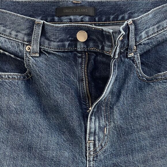 Uniqlo SZ 24 Mom Jeans High-Rise Medium Wash Pockets Zip-Fly Blue Womens - Picture 6 of 9